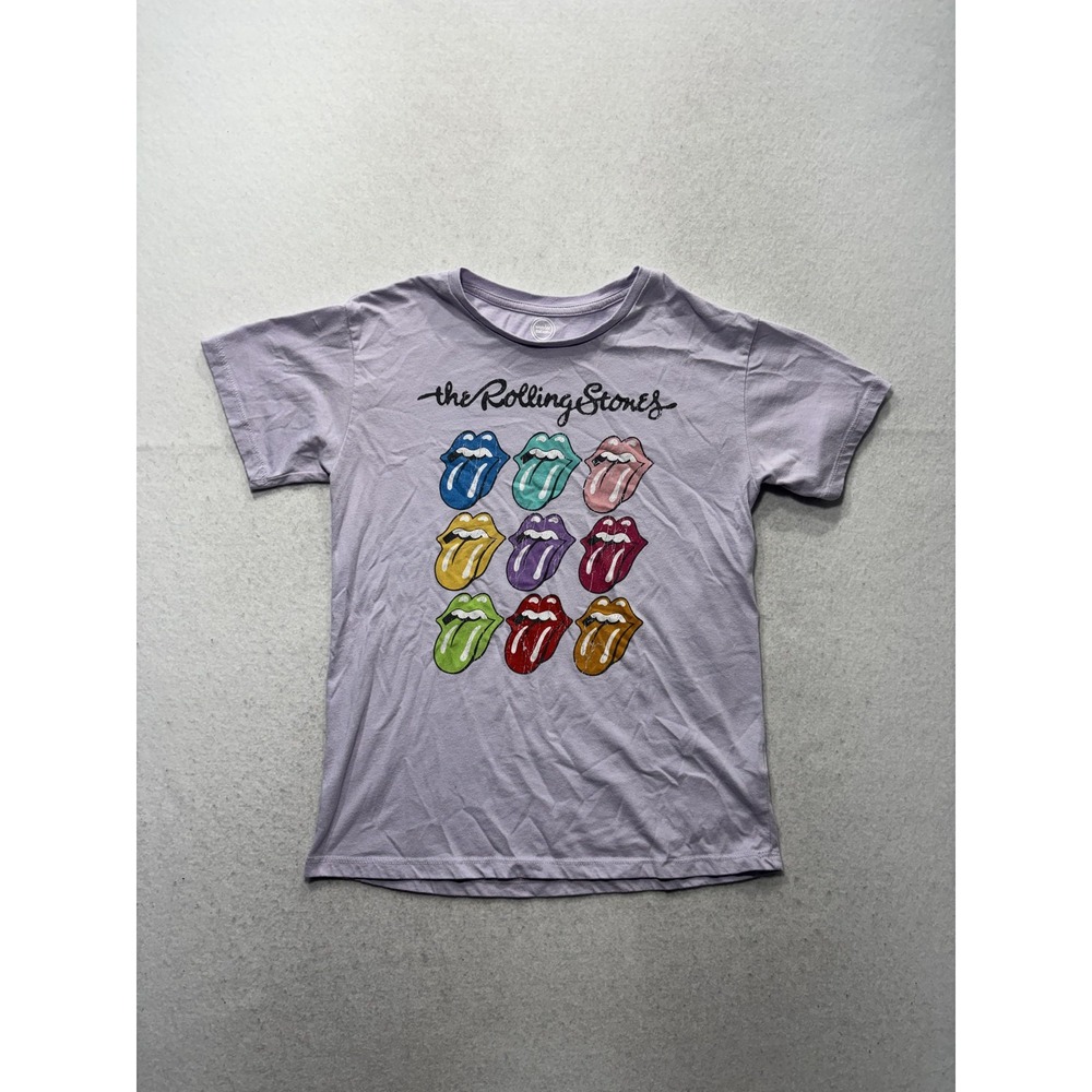 Wonder Nation Shirt Unisex Kids L 10-12 Purple Rolling Stones Graphic Tee Band